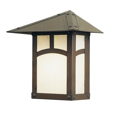 Arroyo Craftsman 7" Evergreen Flush Wall Mount Without Overlay (Empty), Black, Frosted Glass EW-7EF-BK